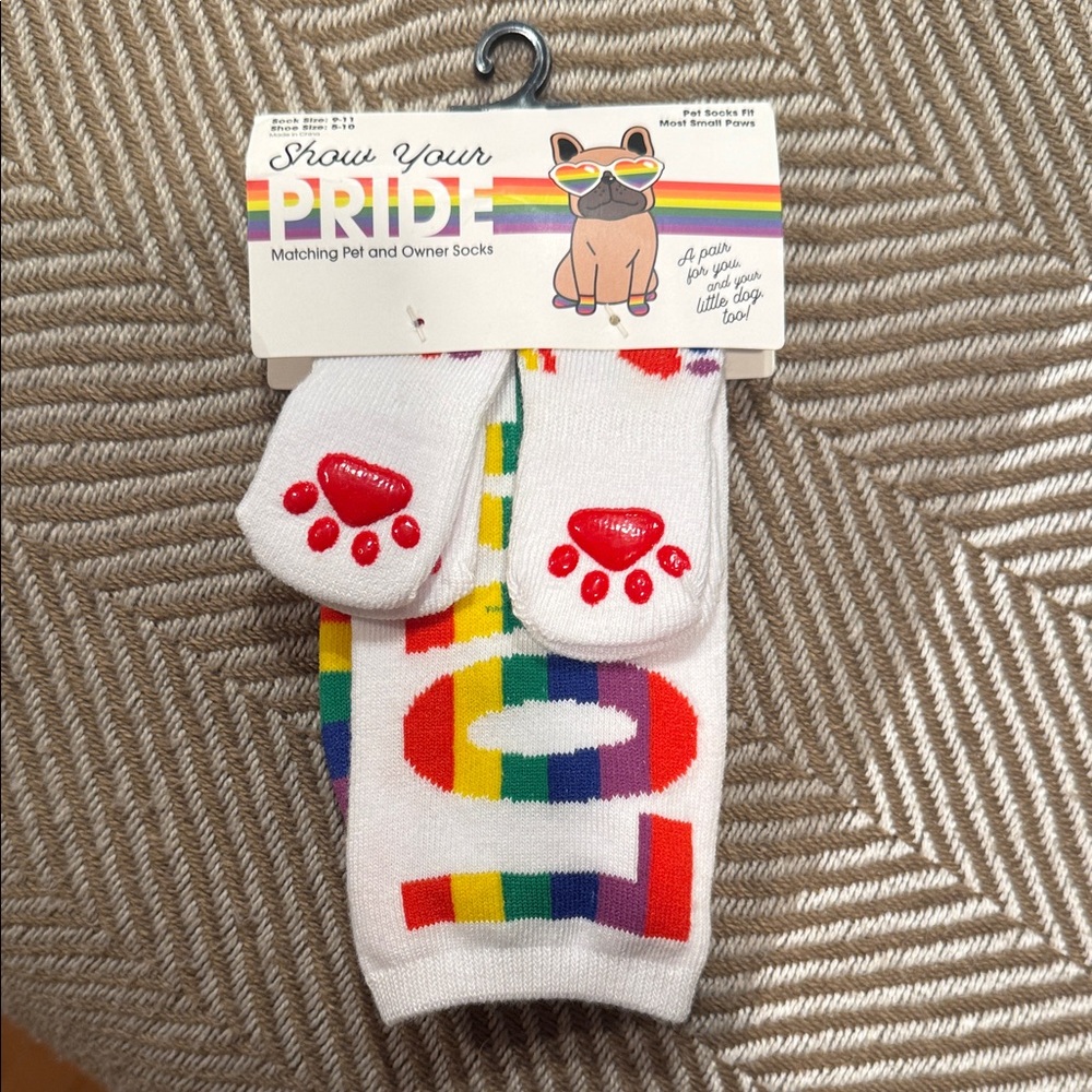 Show Your Pride Matching Socks - White with Rainbow